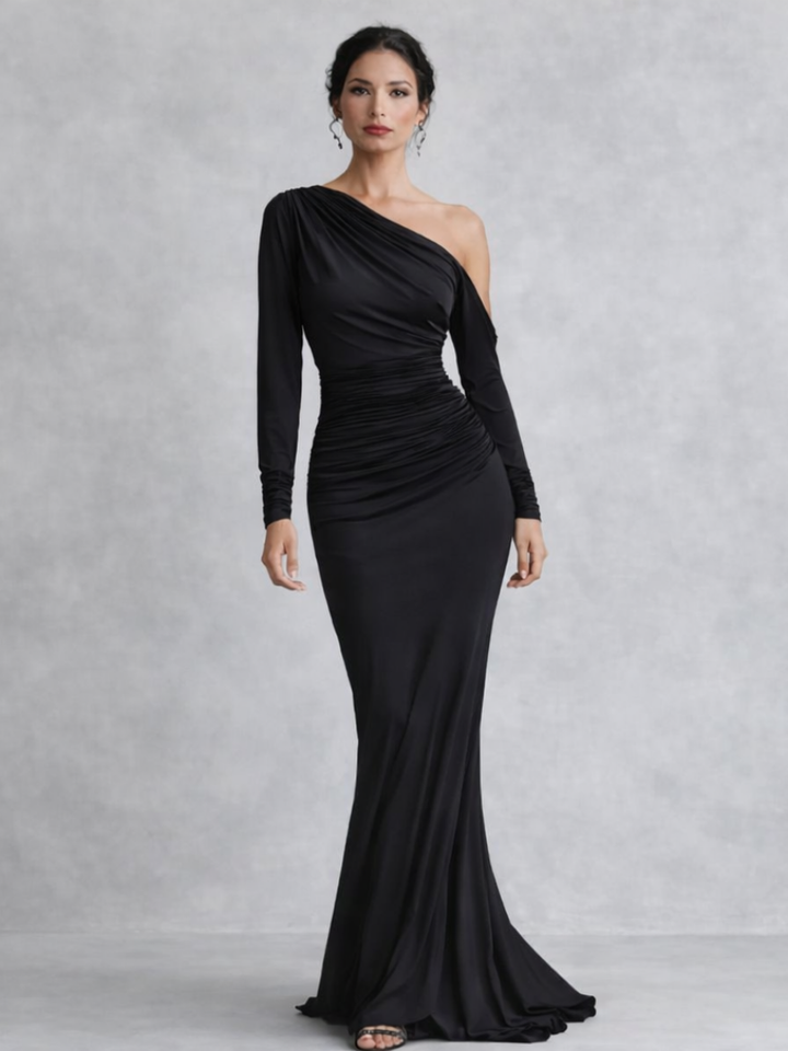 Giovanna | Abito Maxi Monospalla Drappeggiato