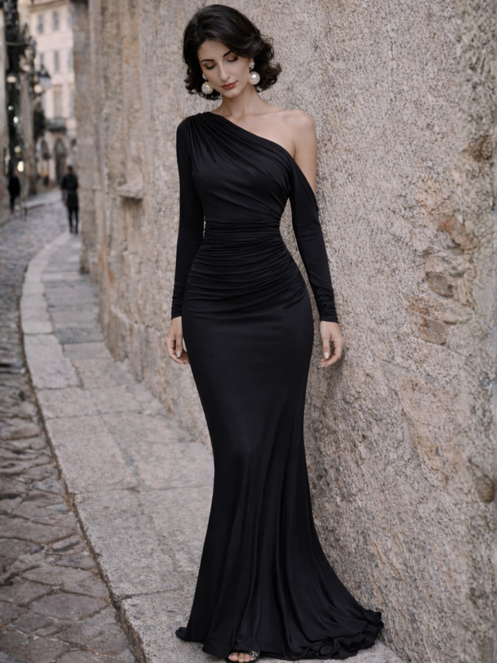 Giovanna | Abito Maxi Monospalla Drappeggiato